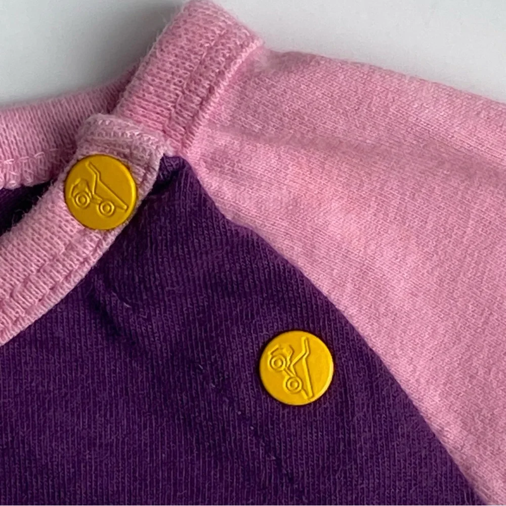 CAT Apparel Caterpillar One Piece Size 6 Months Pink Purple Snap Shirt Romper.